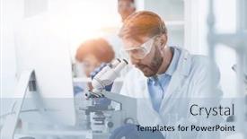  Presentation with research - Slide deck enhanced with a-modern-laboratory-research-scientist background and a light blue colored foreground