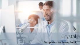  Presentation with research - Slides enhanced with a-modern-laboratory-research-scientist background and a light blue colored foreground