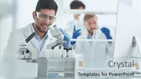  Presentation with research - Slide set consisting of a-modern-laboratory-research-scientist background and a light blue colored foreground