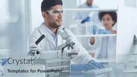  Presentation with research - PPT layouts consisting of a-modern-laboratory-research-scientist background and a light blue colored foreground