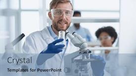  Presentation with research - PPT theme enhanced with a-modern-laboratory-research-scientist background and a light blue colored foreground