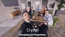  Presentation with meeting table - Presentation theme enhanced with a-modern-office-a-group background and a wine colored foreground