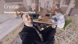  Presentation with meeting table - Slide deck enhanced with a-modern-office-a-group background and a gray colored foreground