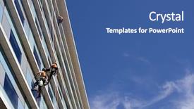  Presentation with office cleaning - Presentation theme having a modern office building background and a ocean colored foreground