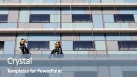  Presentation with cleaning service - Colorful slides enhanced with a modern office building backdrop and a seafoam green colored foreground