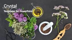  Presentation with medicine love - PPT theme consisting of a mortar with pestle background and a dark gray colored foreground