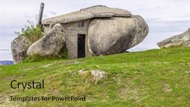  Presentation with mountain top - PPT theme having a mountain in fafe background and a gold colored foreground