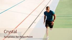  Presentation with track field - Cool new presentation with a muscular sportsman running backdrop and a lemonade colored foreground