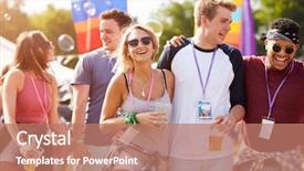  Presentation with music festival - Colorful PPT theme enhanced with a music festival site backdrop and a coral colored foreground