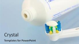  Presentation with toothpaste - Colorful presentation design enhanced with a new electric toothbrush backdrop and a light blue colored foreground