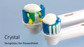  Presentation with toothpaste - Beautiful presentation design featuring a new electronic toothbrush backdrop and a light blue colored foreground