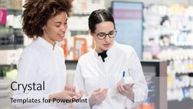  Presentation with lab coats - Cool new presentation design with a new pharmaceutical drug backdrop and a sky blue colored foreground