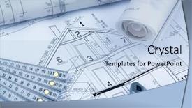  Presentation with financing - Presentation theme featuring familiy - architect's blueprint for the construction background and a light blue colored foreground