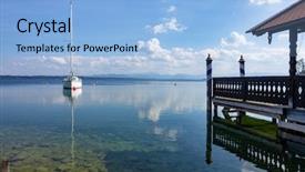  Presentation with house boat - Presentation theme consisting of a nice wooden boat background and a light blue colored foreground