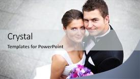  Presentation with wedding couple wishes - Presentation theme enhanced with a nice young wedding background and a light gray colored foreground
