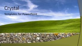  Presentation with beautiful-green - Cool new presentation theme with a old stone wall backdrop and a light blue colored foreground