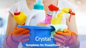  Presentation with cleaning detergents - Cool new slides with household - woman with a pack backdrop and a cobalt blue colored foreground
