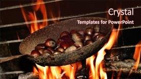  Presentation with flames - Beautiful presentation featuring a pan with chestnut backdrop and a wine colored foreground