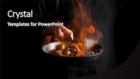  Presentation with cooking fire - Amazing theme having a pan with fire backdrop and a black colored foreground