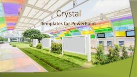  Presentation with pavement - PPT theme with a park with greenland background and a lemonade colored foreground