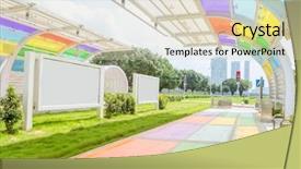  Presentation with pavement - PPT theme enhanced with a park with greenland background and a soft green colored foreground