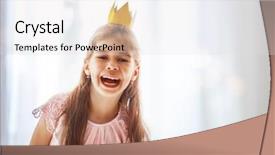  Presentation with pretty girl - PPT theme featuring party beautiful queen in gold background and a sky blue colored foreground
