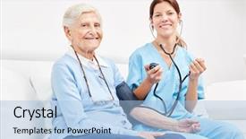  Presentation with patient monitoring - PPT theme consisting of a patient in blood background and a light blue colored foreground