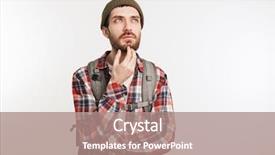  Presentation with role play woman and man - Presentation theme consisting of a pensive bearded man background and a coral colored foreground