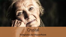  Presentation with psychology - Amazing PPT layouts having a pensive senior woman backdrop and a coral colored foreground