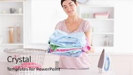  Presentation with utility - Audience pleasing PPT theme consisting of a pile of clothes backdrop and a lemonade colored foreground