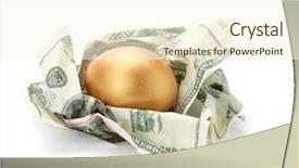  Presentation with gold egg - Theme with a pile of dollars background and a cream colored foreground