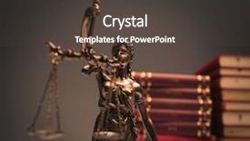  Presentation with law books - Cool new presentation design with justice statue in front of a pile of law books in studio backdrop and a dark gray colored foreground