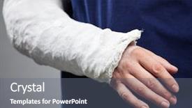  Presentation with shoulder - Colorful slide set enhanced with a plaster broken arm backdrop and a gray colored foreground