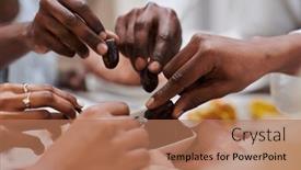  Presentation with diverse family - PPT theme featuring a-poignant-close-up and a coral colored foreground