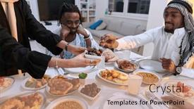  Presentation with diverse family - PPT layouts with a-poignant-close-up background and a coral colored foreground