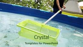  Presentation with water leaf - Presentation theme featuring a portable swimming pool background and a mint green colored foreground