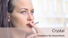  Presentation with tobacco leaves closeup - Cool new presentation design with a pretty woman smoking backdrop and a lemonade colored foreground