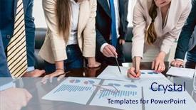  Presentation with eyeglasses - Amazing slide deck having a printed bar chart backdrop and a light blue colored foreground