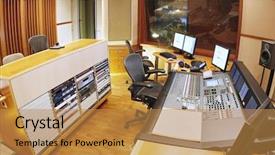  Presentation with recording studio - Audience pleasing theme consisting of a professional recording studio backdrop and a gold colored foreground