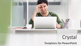  Presentation with computer software - Amazing PPT theme having a programmer or software backdrop and a white colored foreground