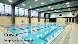  Presentation with swimming pool - PPT layouts with a public swimming pool background and a light blue colored foreground