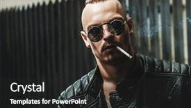  Presentation with wind energy close up portrait - Slides featuring a punk man smoking background and a dark gray colored foreground