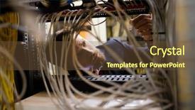  Presentation with maintenance - Cool new PPT layouts with system maintenance - technician talking on mobile phone backdrop and a tawny brown colored foreground