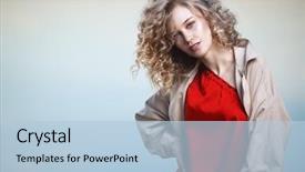  Presentation with hair dress - Beautiful slide deck featuring a red dress fashion backdrop and a light blue colored foreground