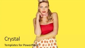  Presentation with lipstick - PPT theme having a red polka dot background and a yellow colored foreground