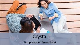  Presentation with creative - Beautiful PPT theme featuring a relaxed working environment backdrop and a light blue colored foreground