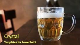  Presentation with beer - Colorful slide set enhanced with mug on a wooden table backdrop and a tawny brown colored foreground