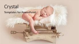  Presentation with newborn baby - Slide set enhanced with a retro weight scale background and a lemonade colored foreground