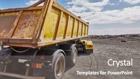  Presentation with road construction - Beautiful presentation theme featuring dumptruck - truck at a road construction backdrop and a  colored foreground