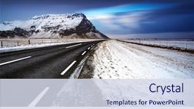  Presentation with mountain snow - Amazing PPT theme having a road empty highway backdrop and a sky blue colored foreground